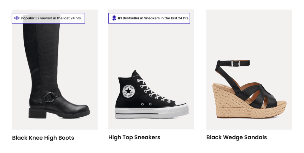 Black knee high boots. High top trainers, Black wedge sandals.