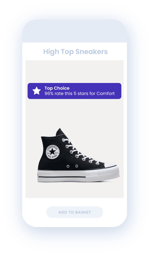 High top trainers in a phone graphic. "Top choice".